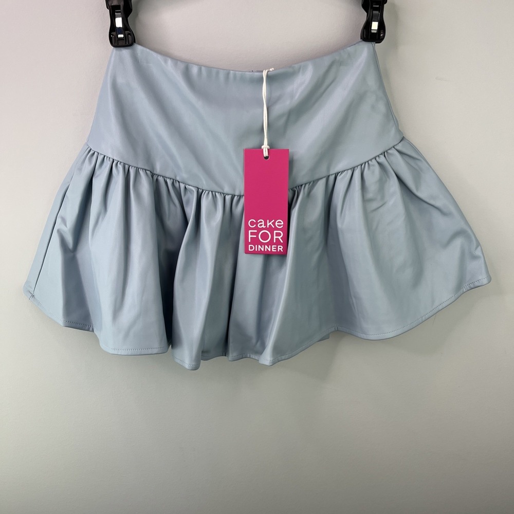 Cake For Dinner Women's 2XS Carolina Blue Libra Leather Mini Skirt NWT